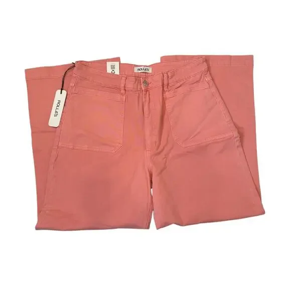 Rollas Sailor Drill High Rise Wide Leg Jeans Peach Pink Size 32 NWT - Picture 3 of 13